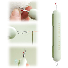2 Pack Needle Threader and Seam Ripper with Thread Cutter for Sewing, Cross Stitch, Knitting (Green)