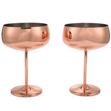 Copper Champagne Glasses Set of 2 Stainless Steel Coupes Shatter Proof Vintage Finish for Drinks