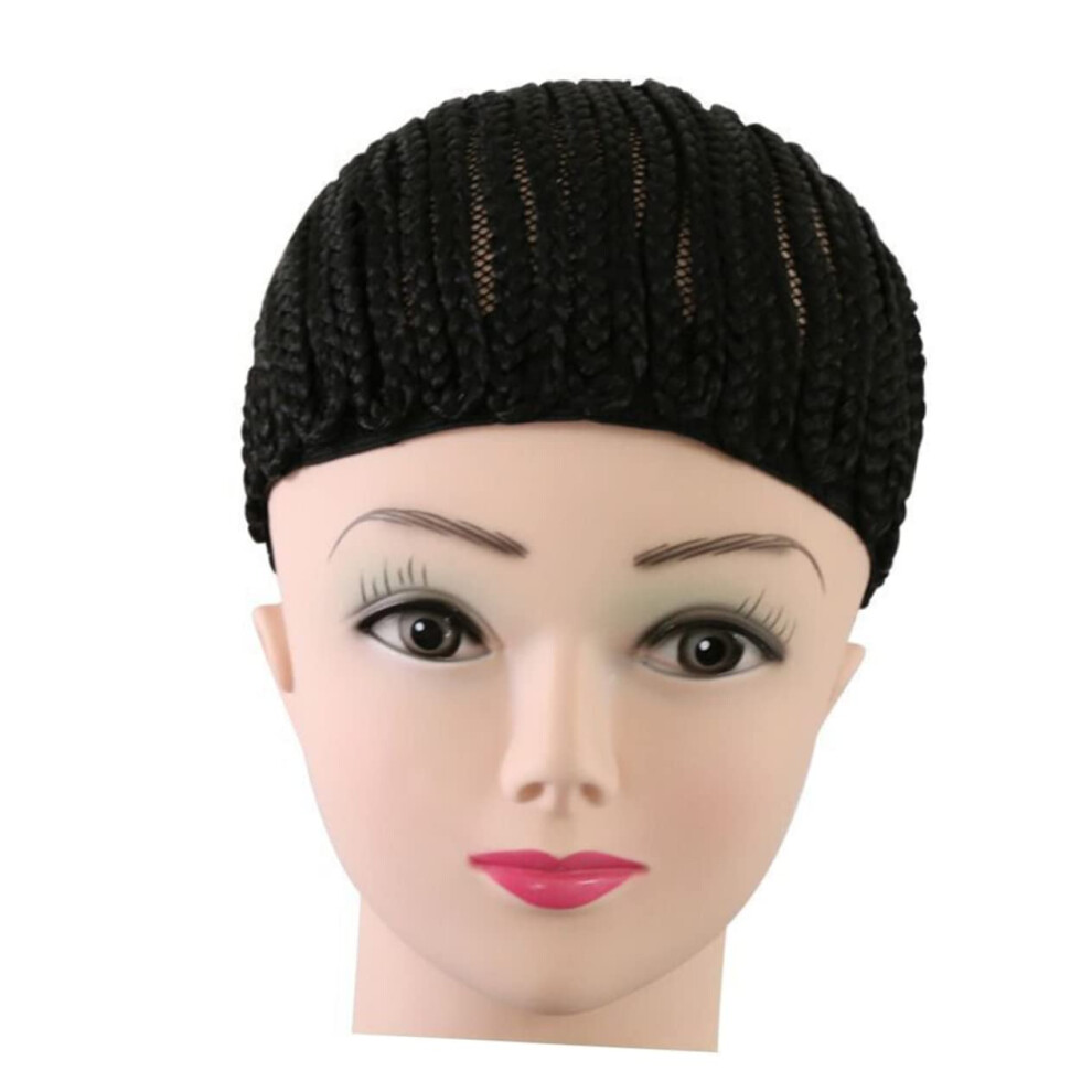 Unisex Black Cornrow Wig Cap With Stretchable Dome Net For Comfortable Allday Braiding And Wig Making