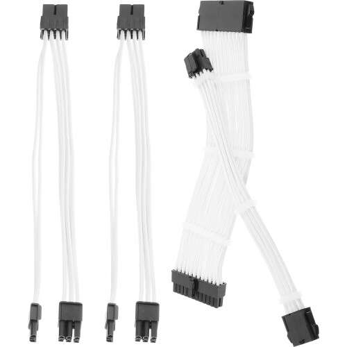 2Sets White GPU Pcie Extension Cables Copper Pc Power Supply Extension 1