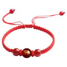 Tibetanske buddhistiske armbånd med røde agatperler, heldige beskyttelsesarmbånd med håndflettet tauhåndverk, unisex spirituelle smykker for E