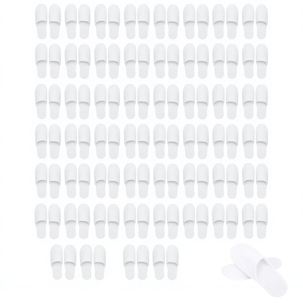 Disposable Hotel Slippers Bulk 52 Pairs Closed Toe White Spa Guest Supply Universal Fit EVA Sole