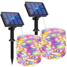 btfarm 2 Pack Solar String Lights Outdoor Garden Waterproof, Total 16M/53FT 160 LED Solar Powered Fairy Lights, 8 Modes Copper Wire Lights for Patio