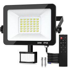 Motion Sensor Outdoor Security Light, 30W 2750 Lumen LED Floodlights with PIR Sensor, IP66 Waterproof Motion Sensor Outdoor Wall Light with Remote Co