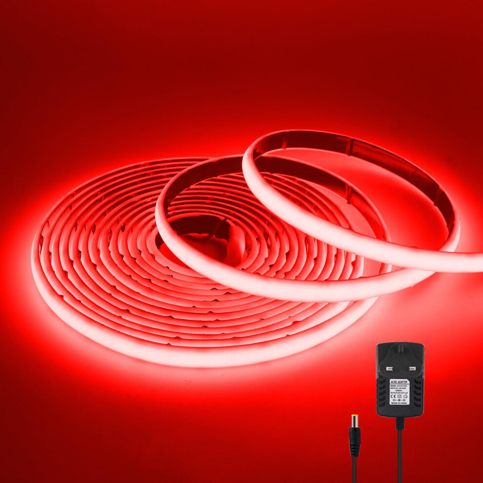 Kafula 12V Cob Led Neon Strip Self-Adhesive [0.5M, Red], Ip68 Waterproof Flexible, 320 Leds/M Super Bright Fcob Led Fairy Cri90+, Can Be Light/Red 33081458