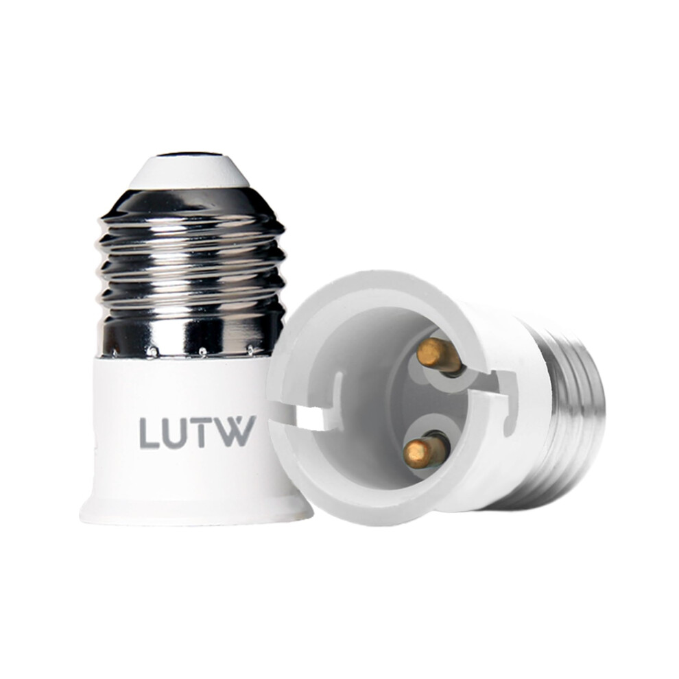 Lutw E27 To B22 Lamp Socket Adapter, Screw To Bayonet Base Converter, Max 60W, 0-250V, Led, Incandescent & Cfl Bulb Adaptor, 2 Pack 80913177