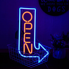 LMSIGNLY Open Neon Sign Arrow Neon Light Adjustable Brightness Letter LED Neon Light for Business USB Powered Arrow Open Neon Lights for Party Bar Sa