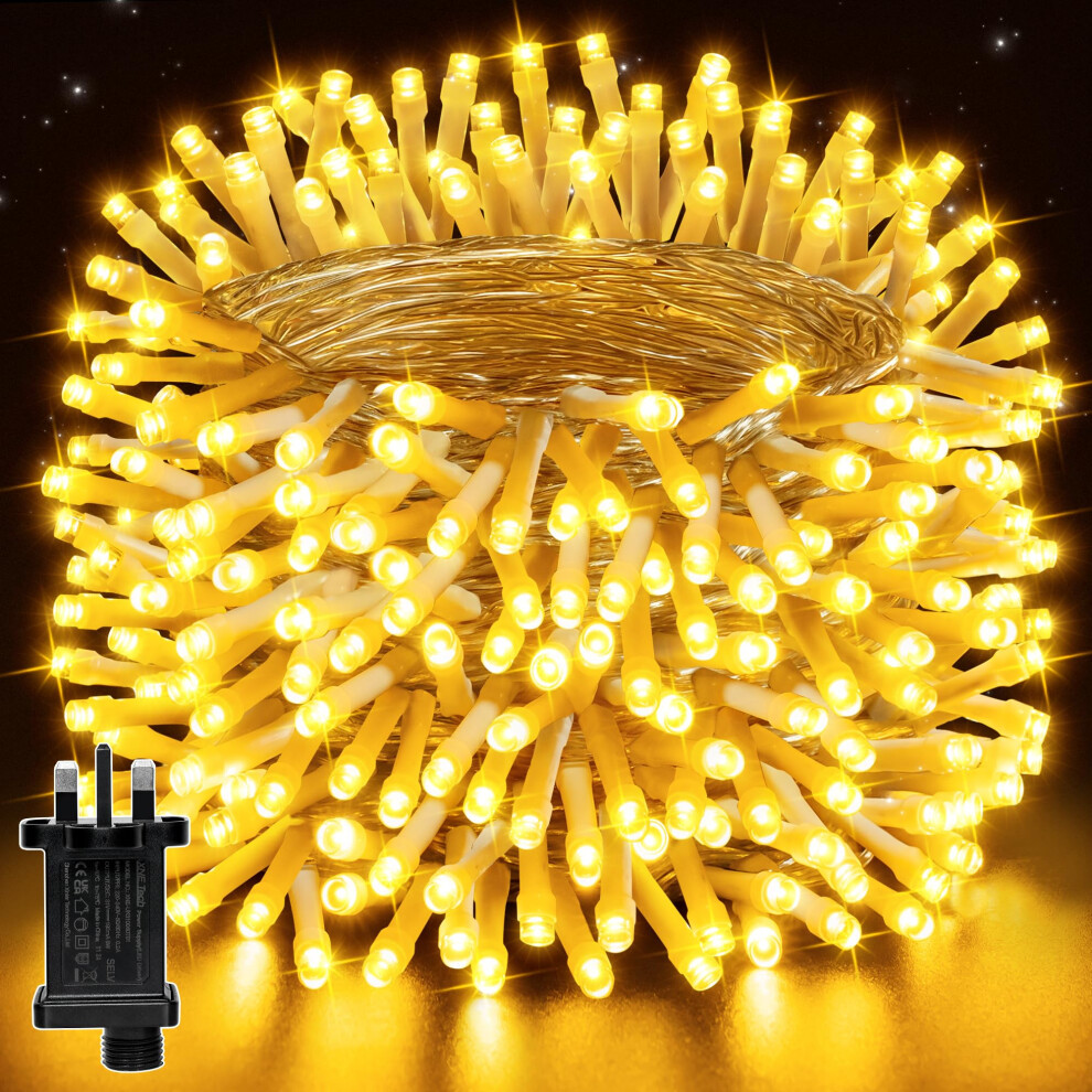 Hopexy Fairy Lights, 30m 300LEDs Fairy Lights Mains Powered, Outdoor Waterproof Fairy String Light with Plug, Bright Warm White Lighting Outside Indo