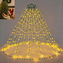 AuFiiy Christmas Tree Lights, 350 LEDs 2m x 10 Garlands, 8 Modes & Timer, IP44 Waterproof, for 120-350cm Christmas Trees, Outdoor & Indoor, 5m Cable