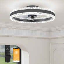 VOLISUN Ceiling Fans with Lights and Remote, 50cm Modern Smart LED Ceiling Fan Light, 6 Speeds and 3000K-6500K Dimmable Quiet Fan Ceiling Lights for