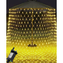 Joysing Net Lights Outdoor 2 Pack 3 x 2M Net Christmas Lights Main Powered with Timer, 208 LED Mesh Fairy Light Connectable Window Light Indoor Water
