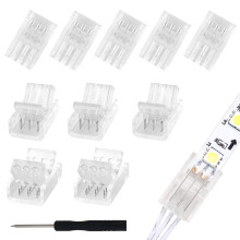 Aroidful 10Pcs 3-PIN LED Strip Light Connectors, 10mm Wide Solderless Connector for Strip to Wire - Compatible with Waterproof/Bare Panel & 2812, 281