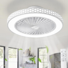 POWROL Ceiling Fans with Lights and Remote, 48CM 6 Speeds Reversible Bladeless Ceiling Fan Light, 3000K-6500K Quiet Timer Modern Ceiling Fan with Lig