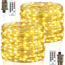 String Lights Mains Powered, 23M 200 LED Fairy Lights Plug in 8 Modes, Waterproof Copper Wire Warm White Christmas Tree Lights with Remote Timer for