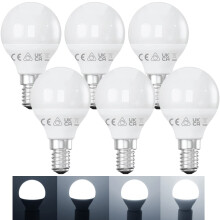 Belns Melns E14 LED Bulbs Dimmable, 6500K Daylight White, 5W (Equivalent to 40W), Small Edison Screw (SES) Golf Ball - Flicker Free Dimmable - Pack o