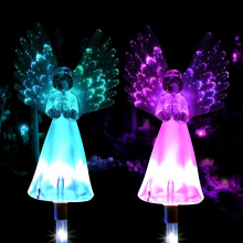 Jetcloud 2Pack Garden Solar Lights Outdoor, Waterproof Solar Angel Stake Lights with Luminous Lamps Wings Multi-Color Changing LED Solars Light for O