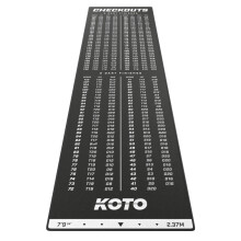 KOTO - Carpet Checkout Black 237 x 60 cm, Incl. Score Indicator, Non Slip Carpet Darts Mat, Professional Dart Mat, PRedect Floor & Darts
