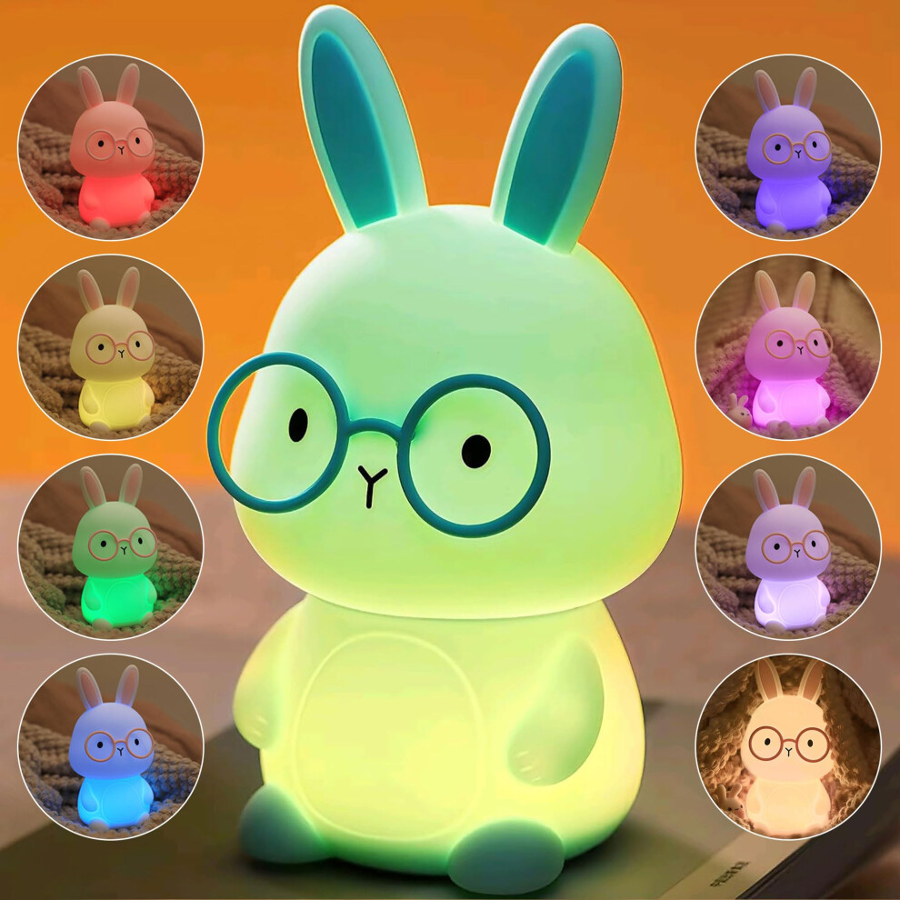 Famiduo Light Rabbit Night For Kids, Silicone Rabbit Lamp, Night For Children's Room, 7 Color Changes,Dimmable/Rechargeable Breastfeeding