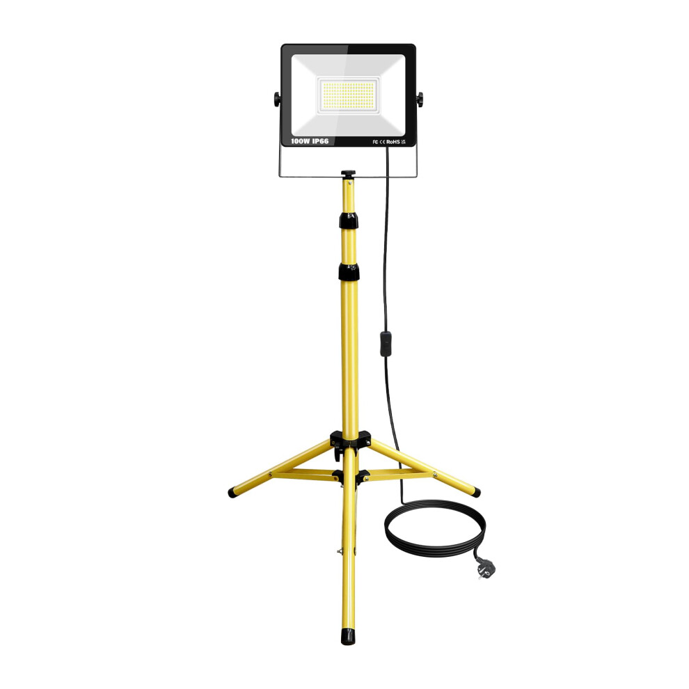 Skyworld 100W 10000Lm Tripod Stand Led Work Lights, Portable Job Site Lights Floodlight Work Area Light For Workshop, Garage, Construction, Basement 54621466