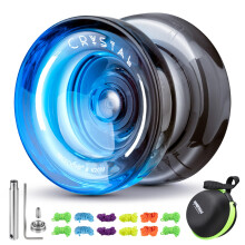 MAGICYOYO Responsive Yoyo for Kids K2 Crystal Black Blue, 2 in 1 - Responsive and Unresponsive Yo Yo, Finger Spin Trick Yoyo with Unresponsive Bearin