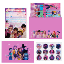36PCS K-pop Party Invitations (12 Cards + 12 Envelopes + 12Pcs Stickers), Party Invites for Kids