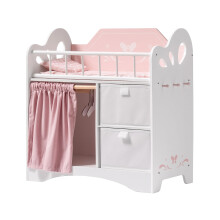ROBOTIME Baby Doll Crib, Kids Wooden Doll Bed with Storage Cabinet and Bedding, Dolls Cribs and Cots with Wardrobe, Furniture & Accessories, Toy Cot