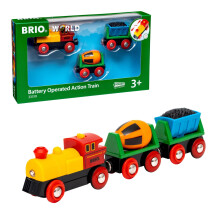 BRIO World Battery Operated Action Train for Kids Age 3 Years Up - Wooden Railway Set Add On Accessories