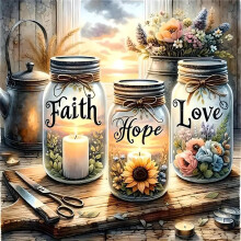 XXXCHENGJIA Paint by Number Canvas Kit for Adults- DIY Beginner Easy Paint by Number Kits Faith, Hope, Love Wishing Bottle, Oil Paint by Color Acryli