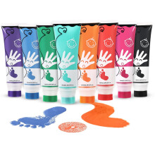 TOGOU2S Kids Finger Paint Sets, 8 Colors(75ml) Washable Paints for Kids, Finger Paint with Sponge Head Easy to Apply&Wash, Safe Non-Toxic Finger Pain