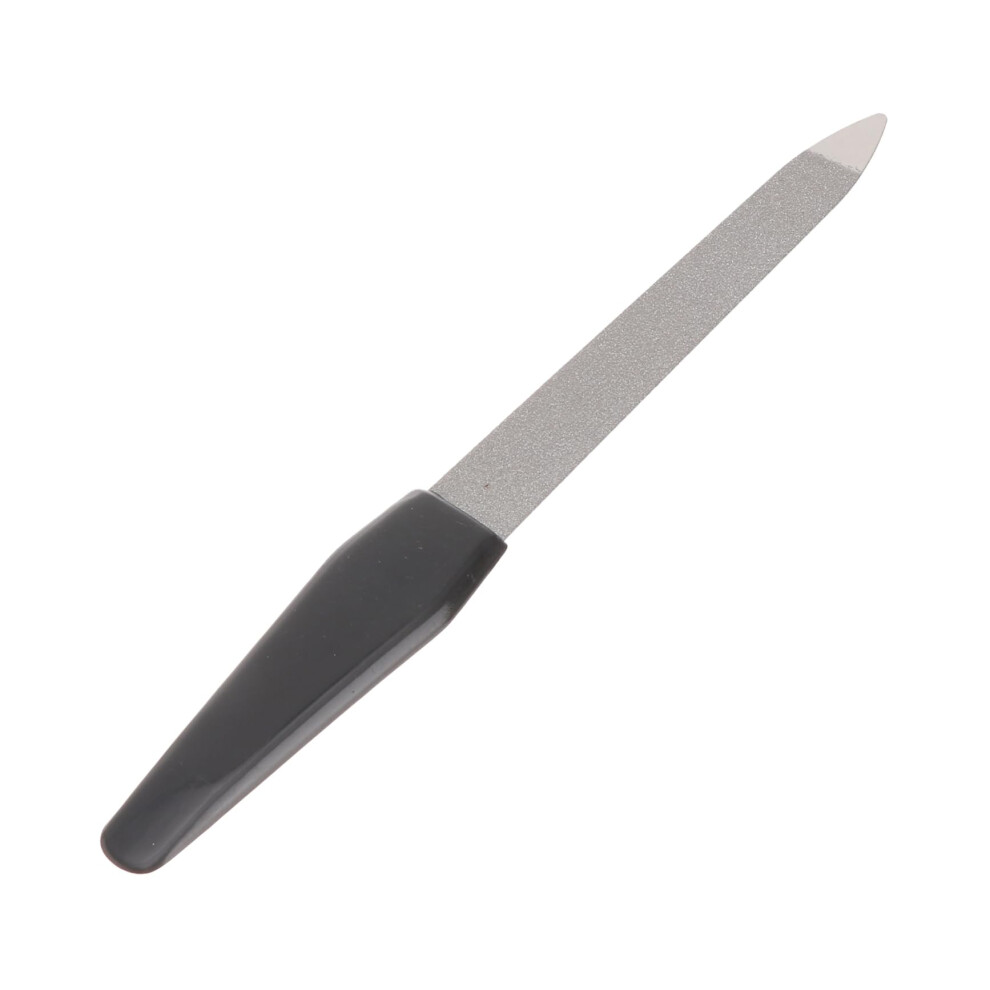 Stainless Steel Nail File Double Sided Buffer with Comfort Grip for Natural and Artificial Nails