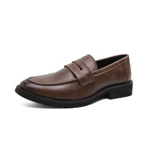 Men's Leather Loafers SlipOn Pointed Toe Penny Shoes AntiSlip Flexible for Formal Wear Brown 6.5 UK