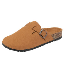 Men Women Suede Leather Clogs with Arch Support Cork Footbed Sandals Brown UK 3.512.5