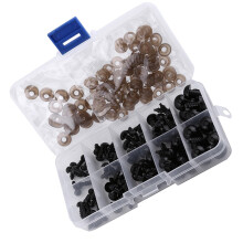 Doll Safety Eyes Pack of 100 with Washers, Black Plastic Eyes for Stuffed Animals in 612mm Sizes