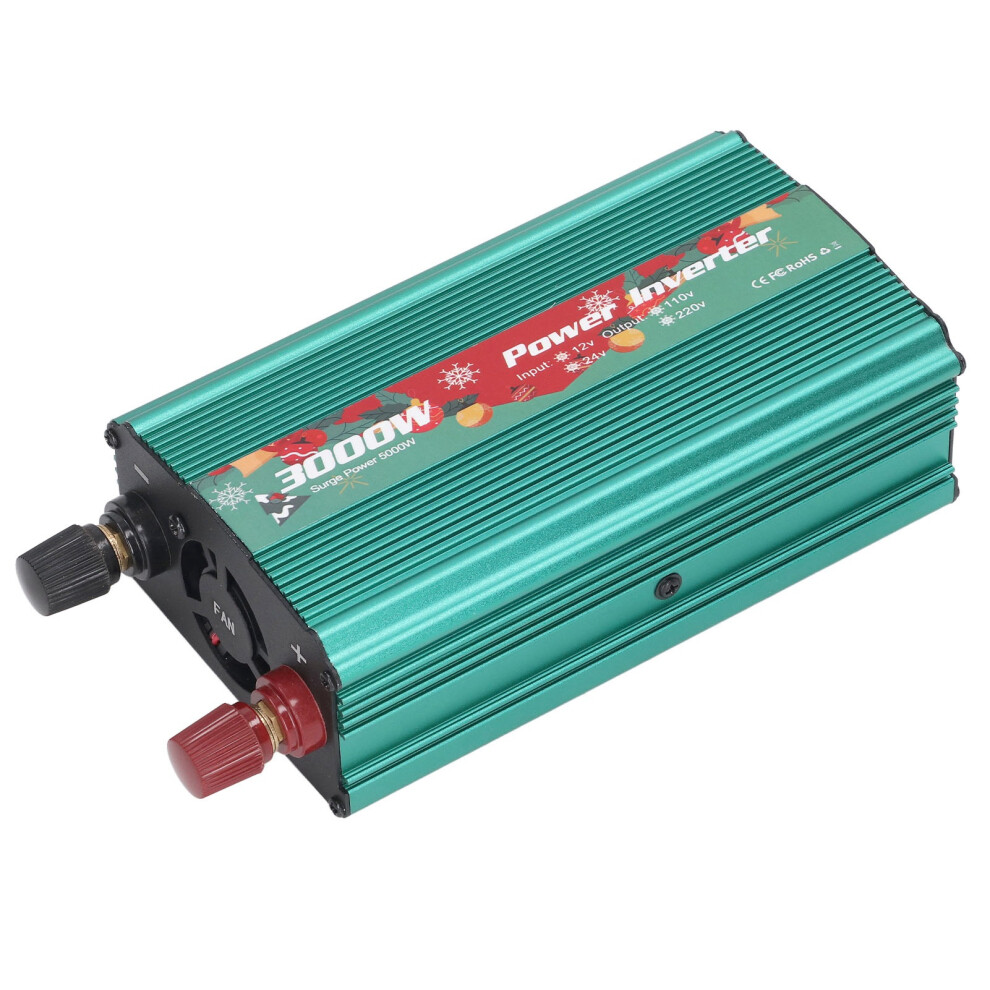 3000W Aluminum Alloy Dc12v To Ac Sine Wave Power Inverter 110V 60Hz Green 6911380933380