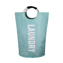 115L Large Collapsible Laundry Basket with Padded Handles, Freestanding Tall Clothes Hamper Light Blue