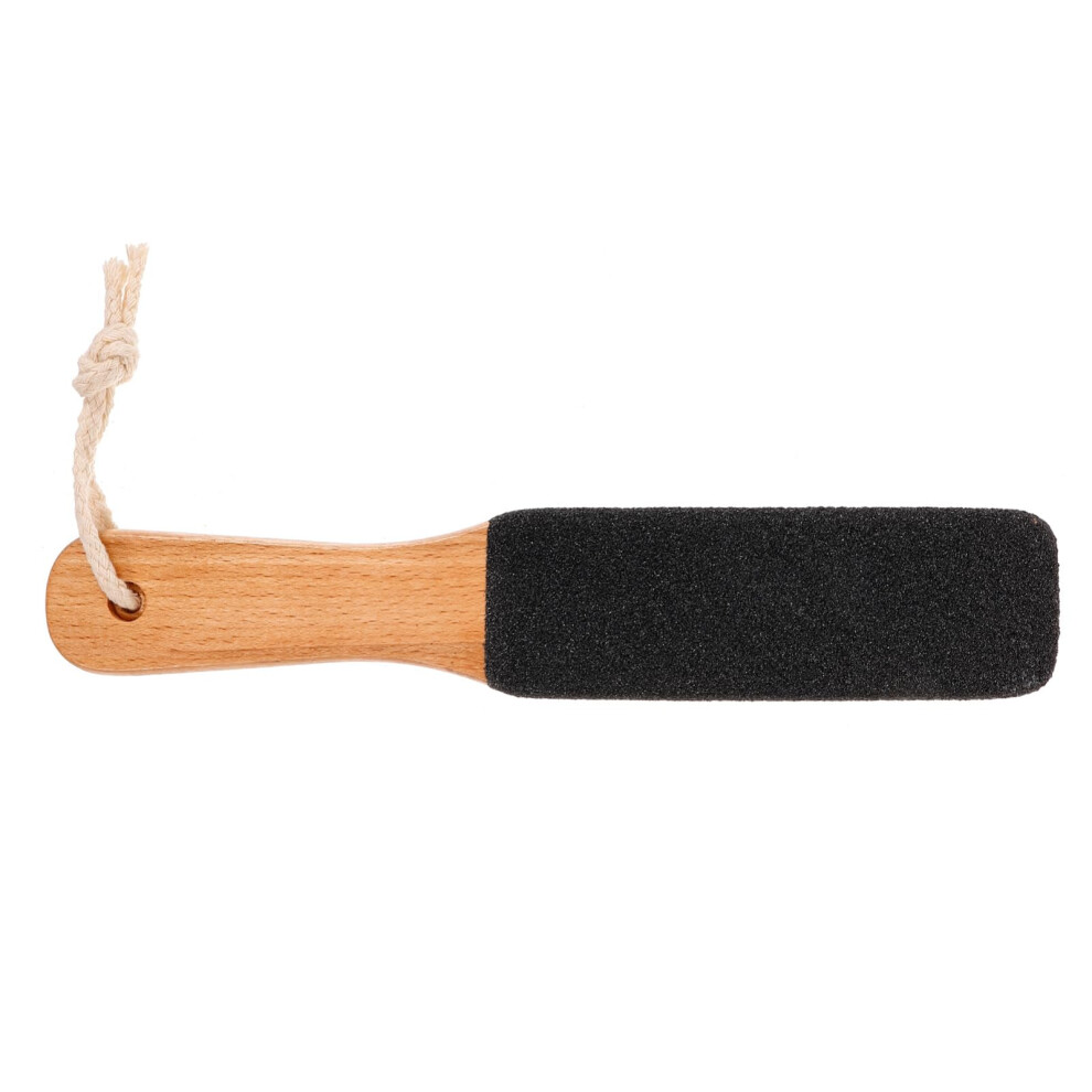 Black Wooden Foot File Callus Remover With Ergonomic Handle, Doublesided Pedicure Exfoliating Tool
