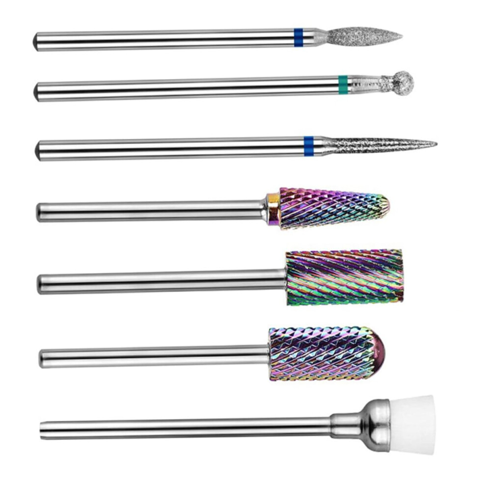 Nail Drill Bit Set 7PCS Tungsten Carbide Nail Bits Professional Manicure Grinding Kit for Salon Use