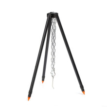 Outdoor Campfire Tripod Grill with Adjustable Height, Hanging Pot Rack & Lantern Holder for Hiking
