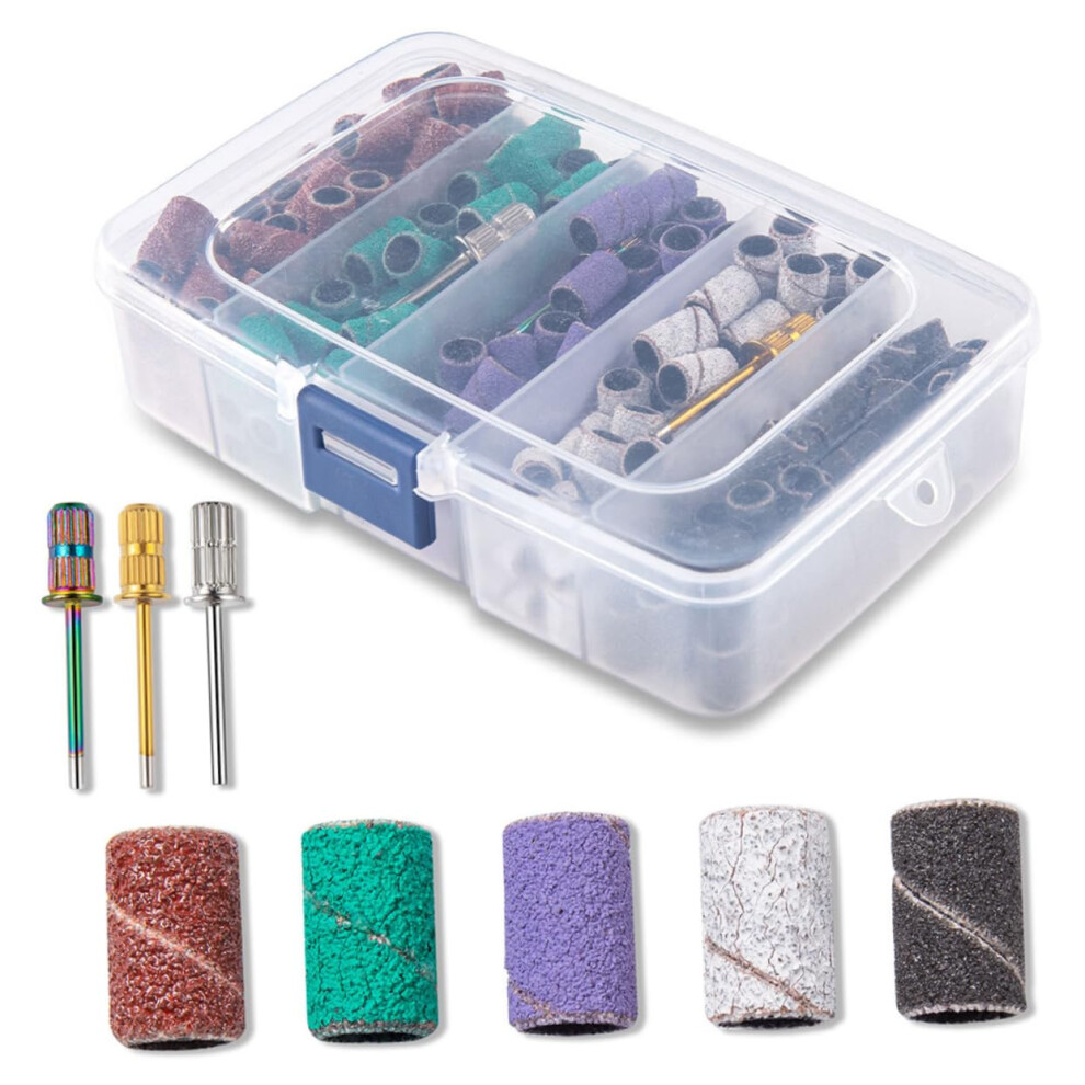 White Nail Drill Sanding Bands With Mandrel Set, Fine Grit For Smooth Finishing, Home And Salon Use