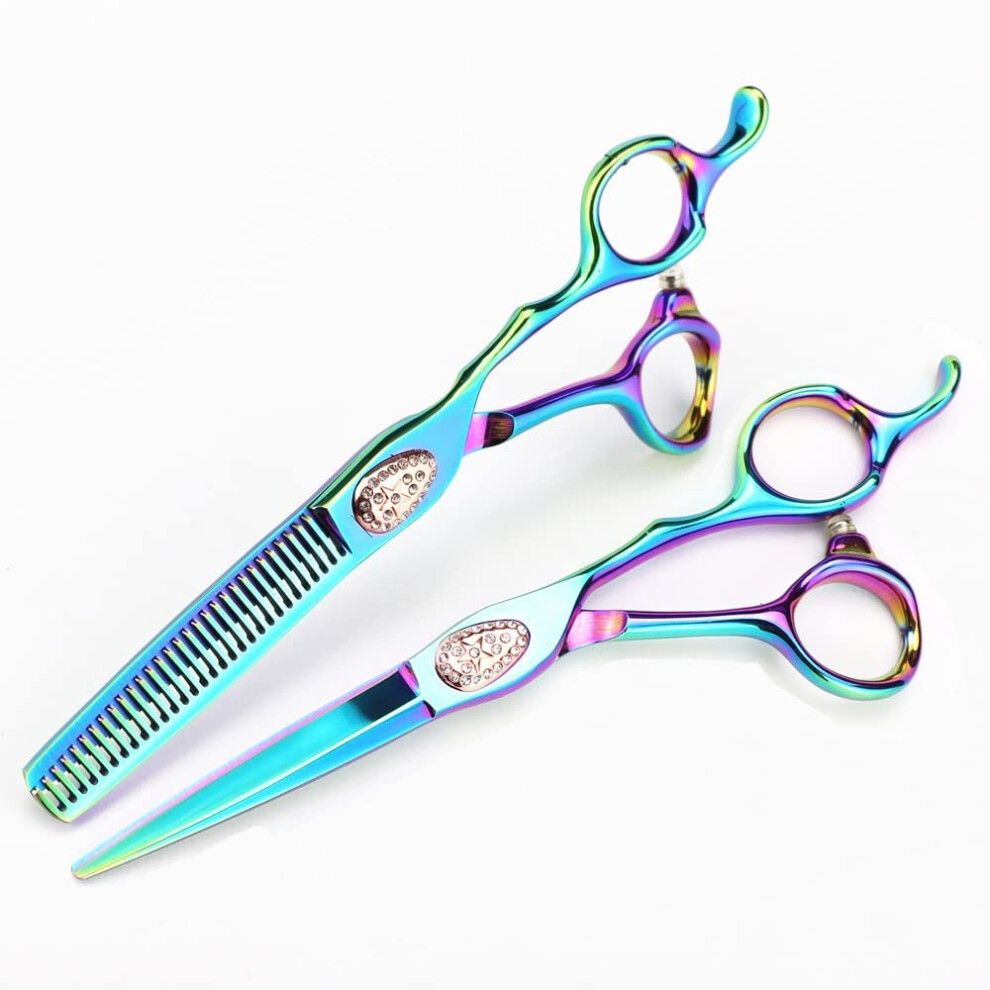 Professional Hairdressing Scissors 6 Inch 440C Steel Set with Thinning Shears and Ergonomic Grip