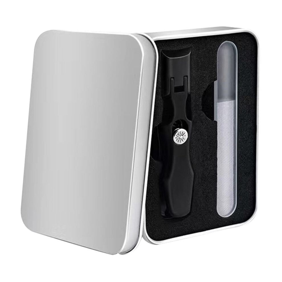 Silver/Black Nail Clippers Stainless Steel Ultra Sharp Fingernail And Toenail Cutter With File And Storage Box