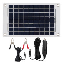 10W Solar Charger, Monocrystalline Cell Maintainer for Trickle Charge Battery, Waterproof Material Solar Panel for Outdoor Vehicles (Transparent, Poly