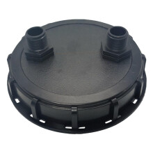 Water Tank Lid Cover with Brass Buckle Lock, LeakProof IBC Tote Barrel Lid Replacement 2 Holes