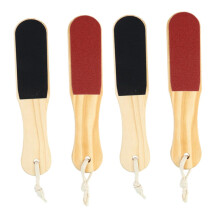 4pcs Double Sided Wooden Foot File and Scraper for Dead Skin Removal Ergonomic Grip Pedicure Tool