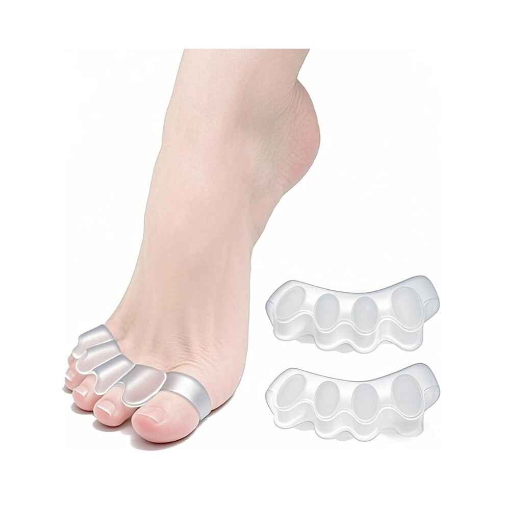 Gel Toe Separators and Bunion Corrector Clear Reusable Spacers for Foot Alignment and Pain Relief
