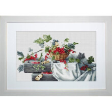 Kit de punto de cruz - LUCAS - grosellas rojas II - 39,5 x 23,5 cm - 38 colores - Tela Aida
