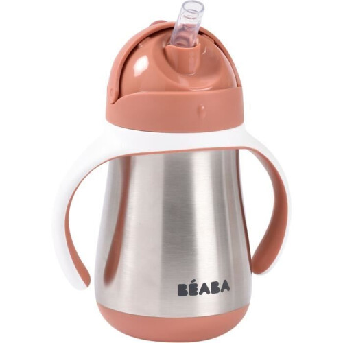BEABA Becher mit Strohhalm - BEABA - Edelstahl - 250 ml - Terrakotta 1