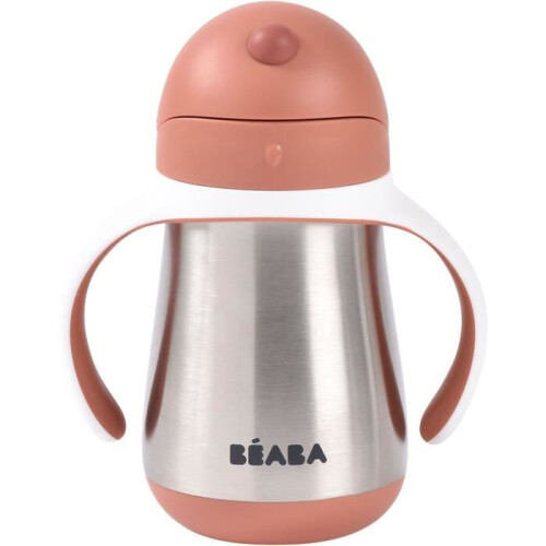 BEABA Becher mit Strohhalm - BEABA - Edelstahl - 250 ml - Terrakotta 2