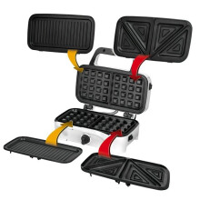 Appareil à Sandwich maker 3 en 1, Plaques Interchangeables, Gaufrier, Grille MPM MOP-33M 1200W Noir