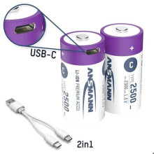 Ansmann LR15 USB-C Latausakku LR14 (C) Li-Ion 2500 mAh 1.5 V 2 kpl